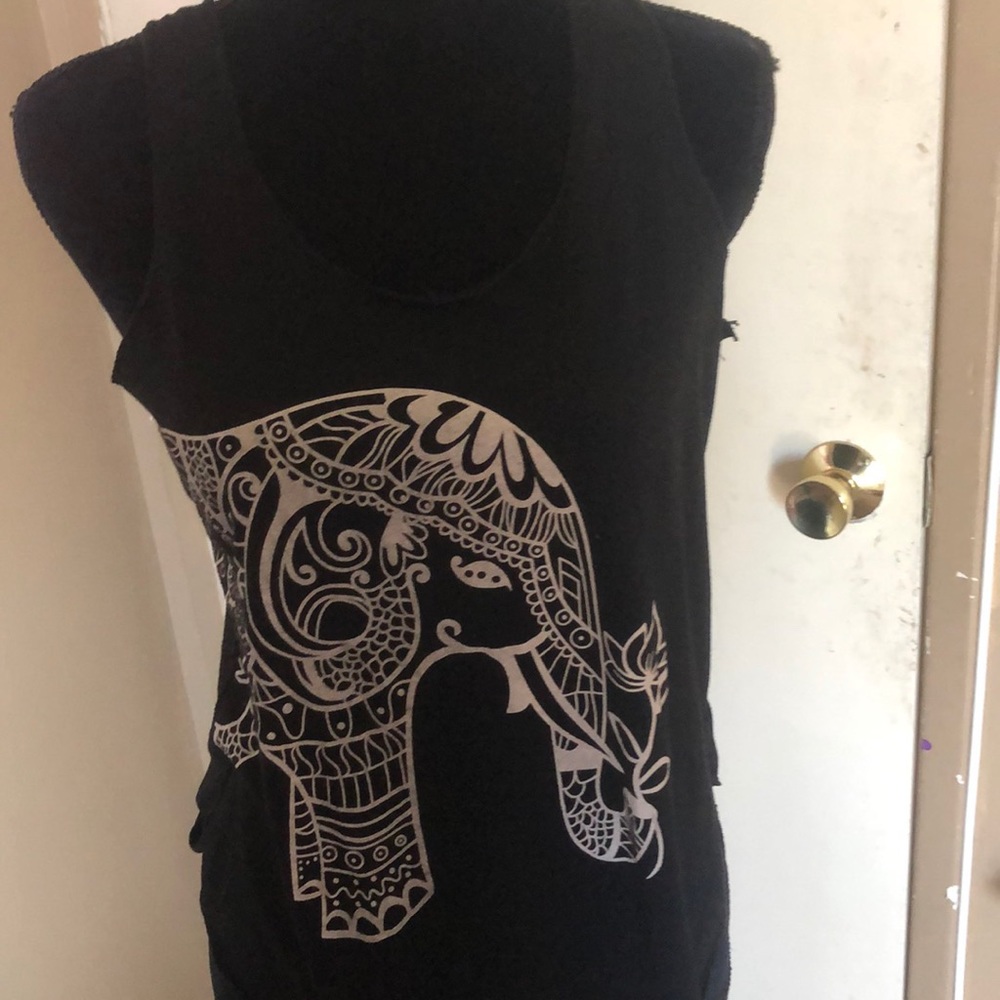 Black tank top with white graphing design